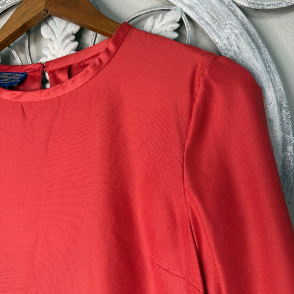 Pendleton‎ Womens Red/Orange Long Sleeve Round Neck Blouse Top Petite 4 EUC - Picture 2 of 8